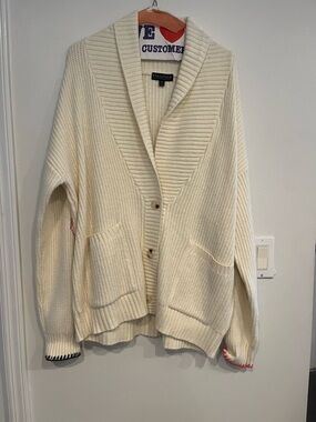 PJ Salvage Cream Ribbed Shawl Collar Cardigan Sweater